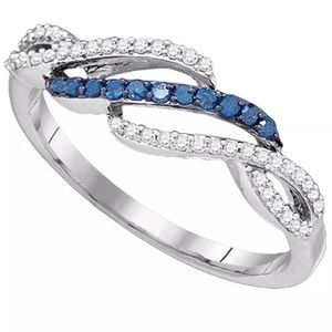 10kt Women Blue Color Diamond Band Ring 1/4 Cttw